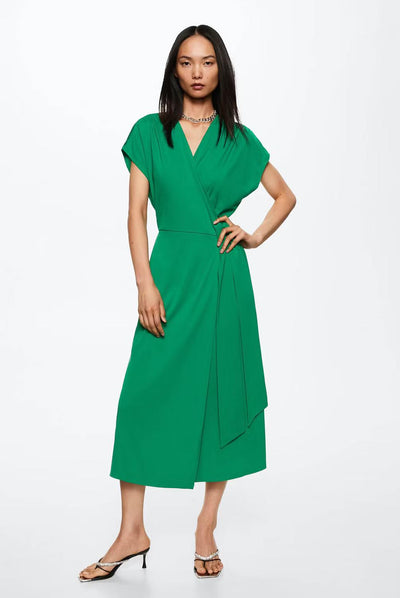 Mango - Vestido cruzado lazo Verde