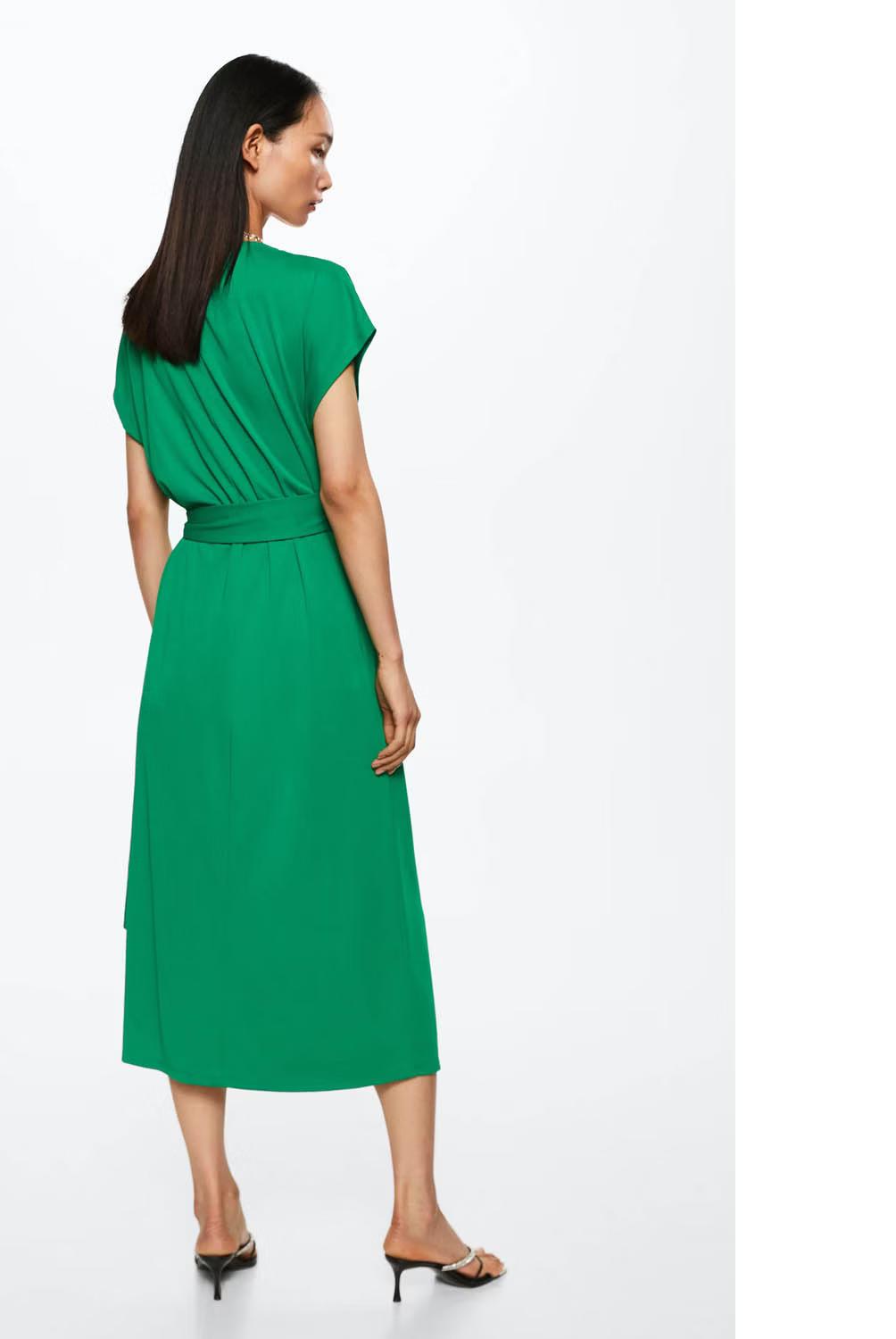 Mango - Vestido cruzado lazo Verde