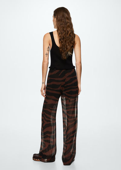 Mango - Pantalón recto animal print