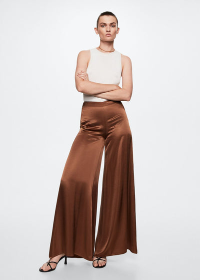 Mango - Pantalon palazzo satinado