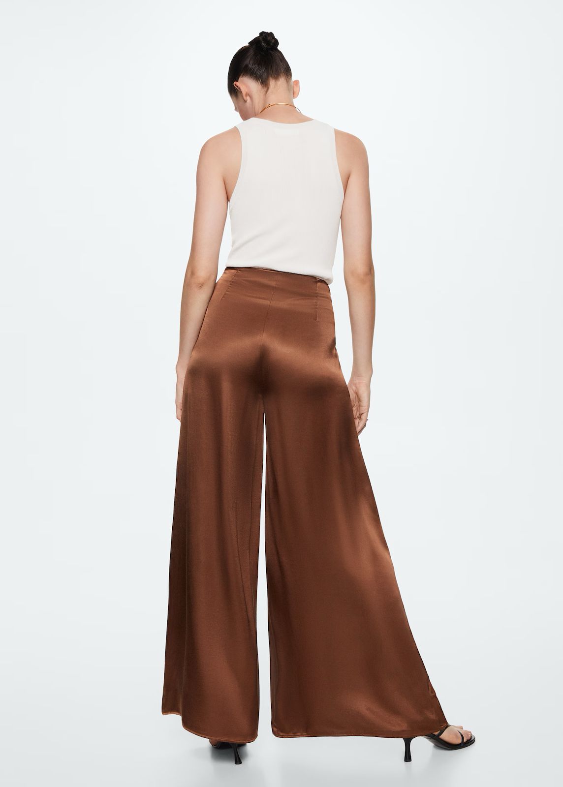 Mango - Pantalon palazzo satinado