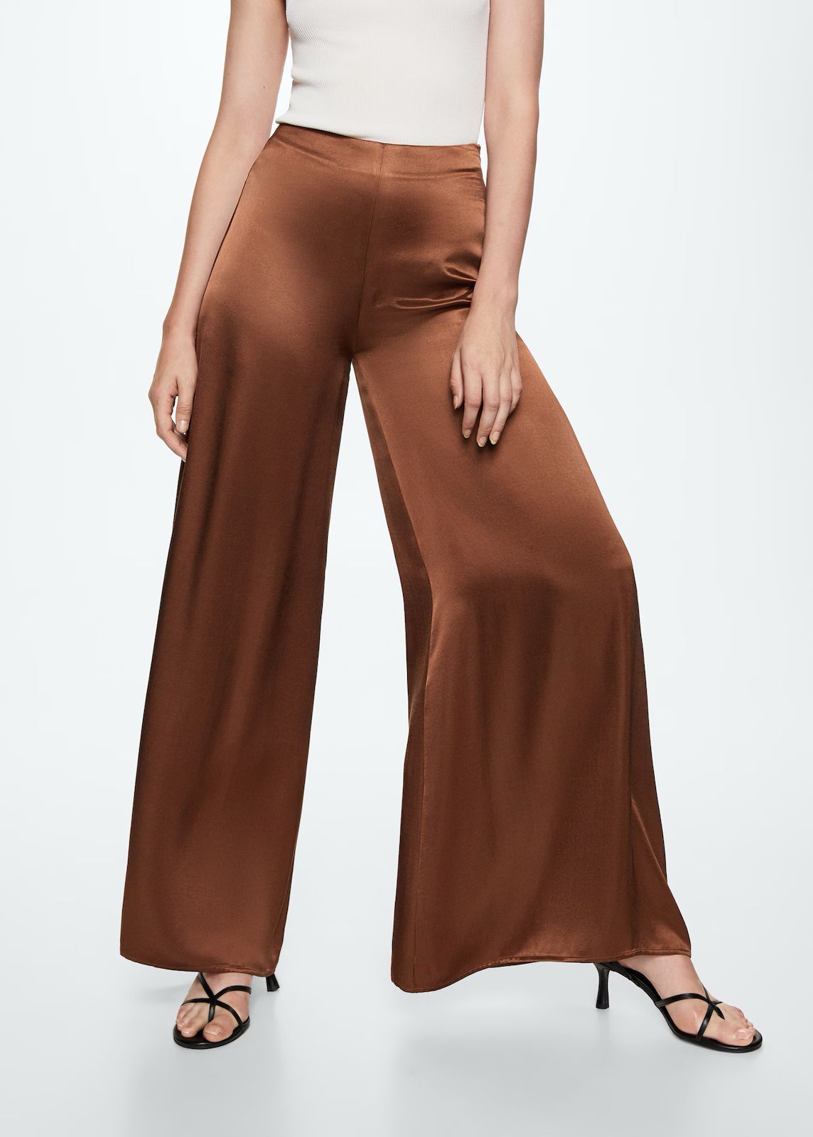 Mango - Pantalon palazzo satinado