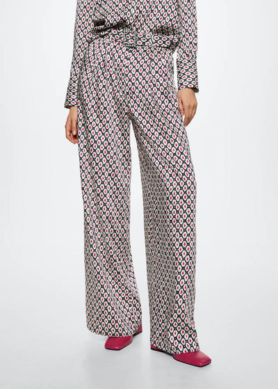 Mango - Pantalón palazzo estampado Satinado