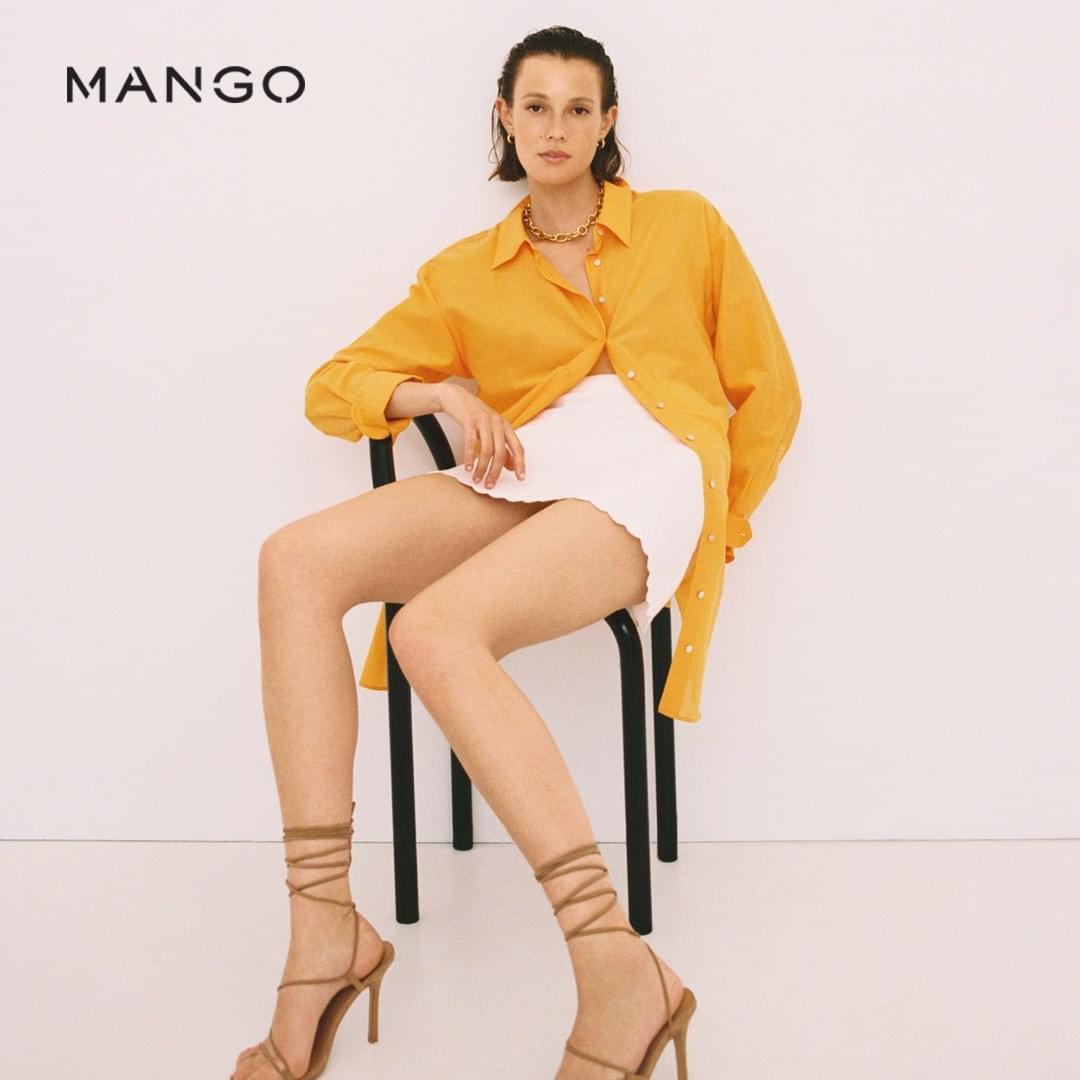 MANGO - Minifalda algodón lino