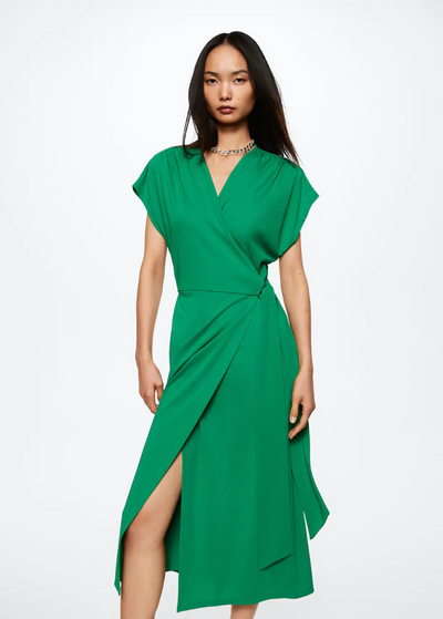 Mango - Vestido cruzado lazo Verde