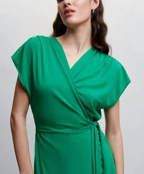 Mango - Vestido cruzado lazo Verde